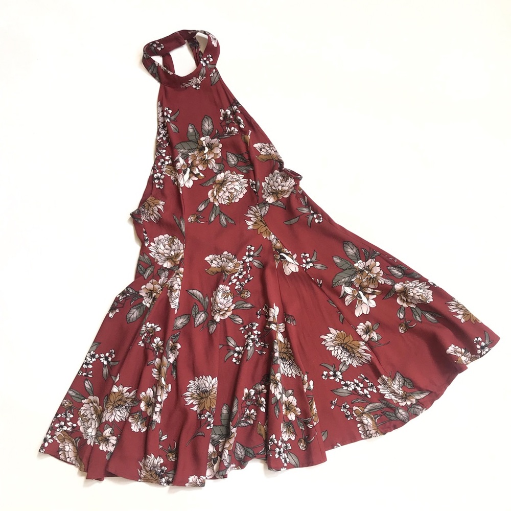 Audrey 3+1 Floral Halter Open back mini Dress Sz S